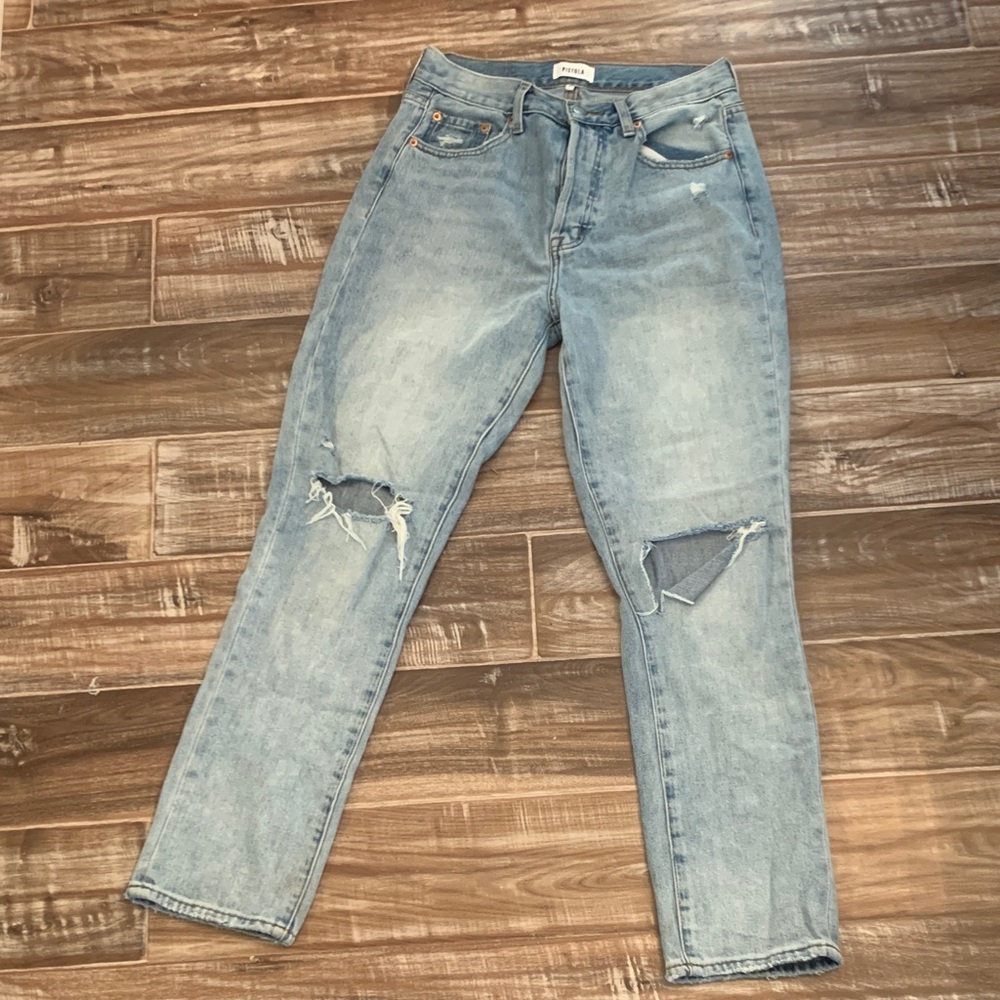 Pistola Light Blue Distressed Boyfriend High-Rise Women’s Jeans SZ 27